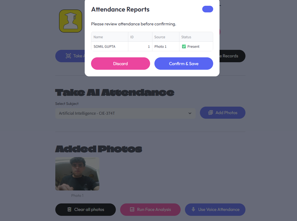 FaceID Attendance